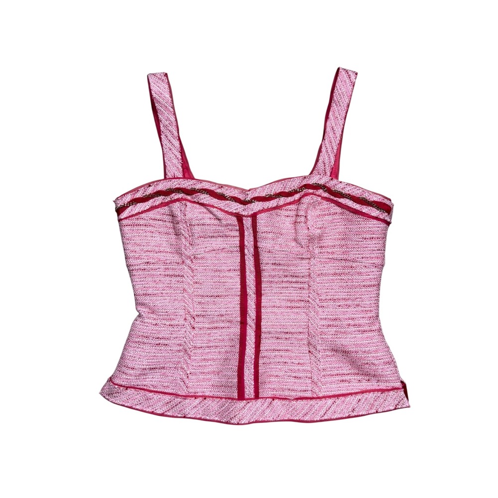 White House Black Market Pink Tweed Corset Bodice Top